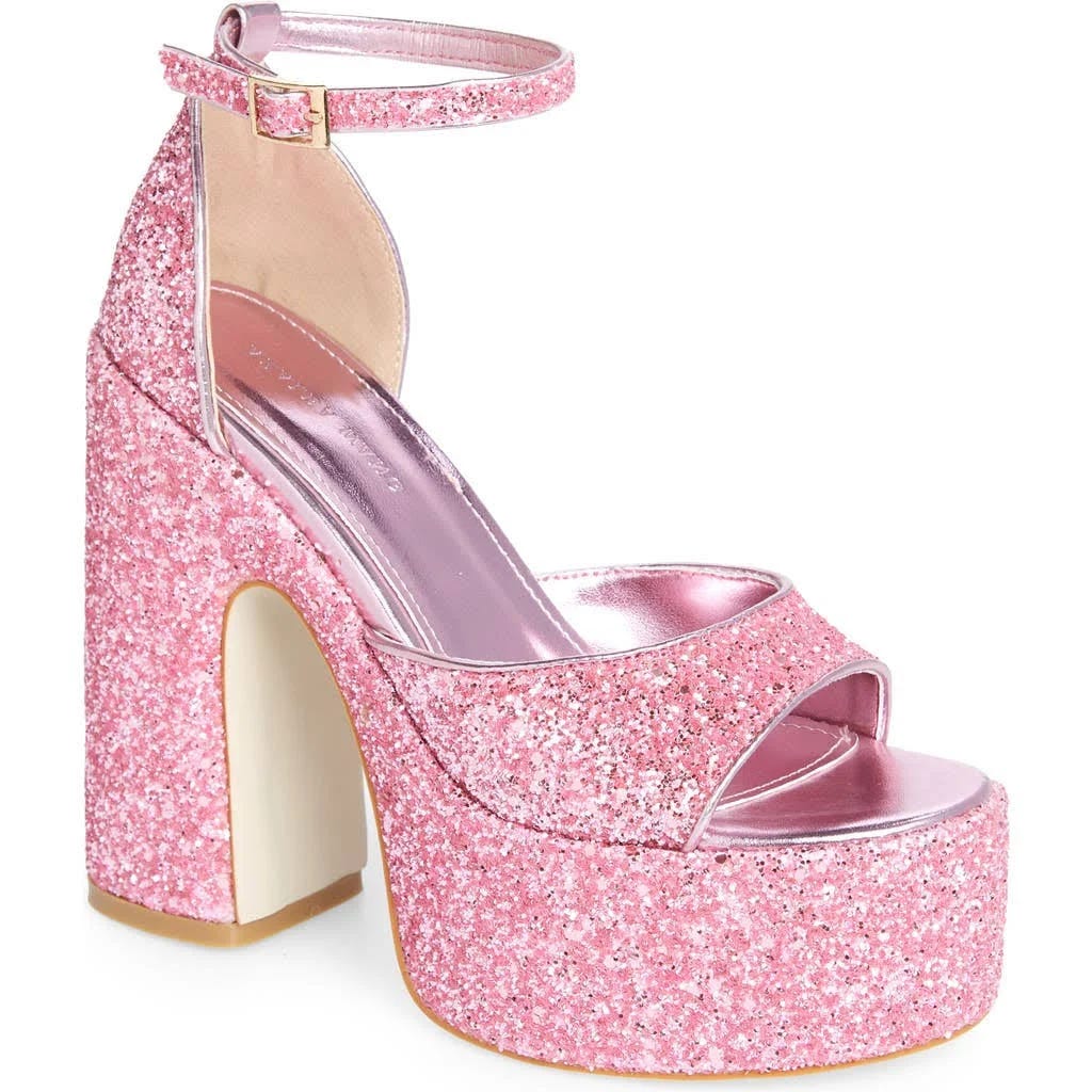 Hot Pink Glitter Platform Sandals by Azalea Wang | Image