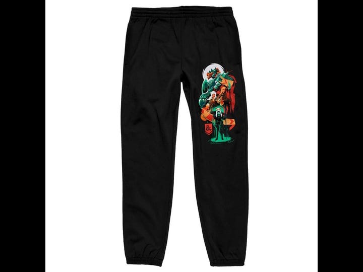 dungeons-dragons-four-characters-mens-black-graphic-jogger-pants-1