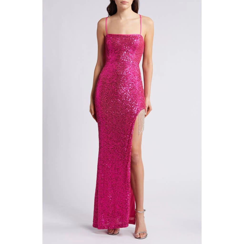 Hot Pink Sequin Gown for Prom Night | Image