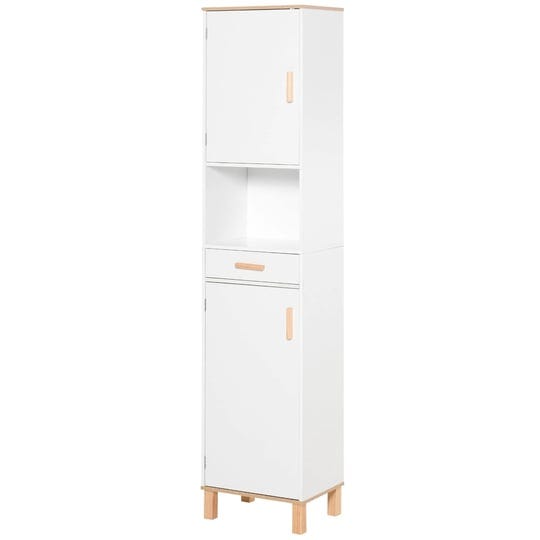 kleankin-tall-bathroom-storage-cabinet-slim-bathroom-cabinet-with-doors-and-drawer-free-standing-lin-1