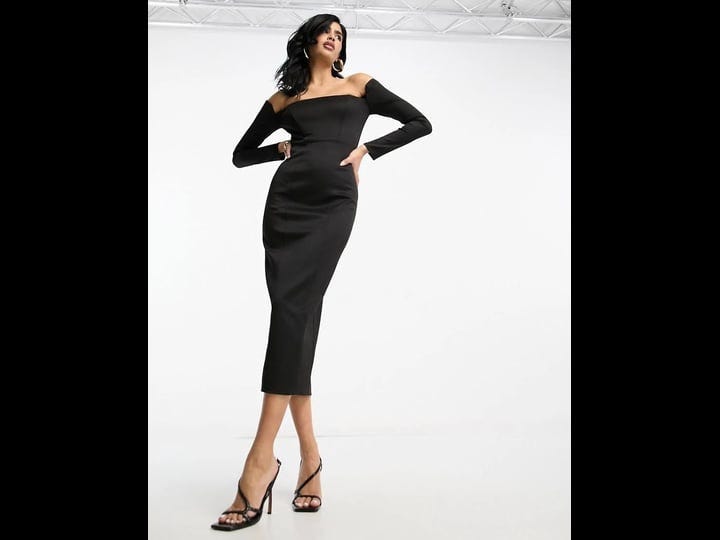 asos-design-long-sleeve-off-the-shoulder-sheath-dress-in-black-1