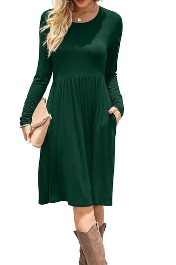 db-moon-women-casual-long-sleeve-dresses-knee-length-loose-dark-green-dress-with-pockets-xl-1