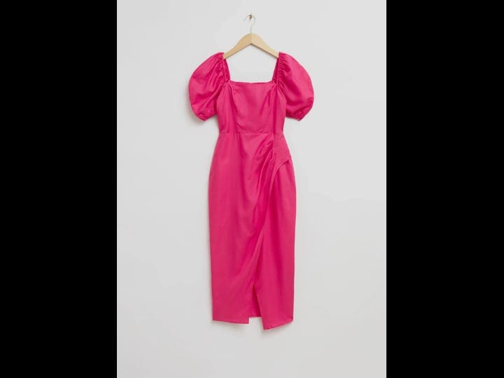other-stories-linen-blend-corset-detail-midi-wrap-dress-in-pink-1