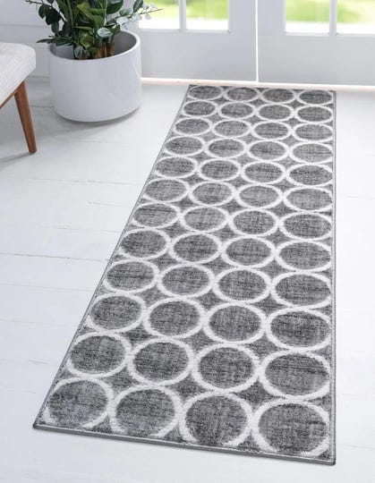 unique-loom-lattice-trellis-16-ft-runner-gray-geometric-area-rug-1