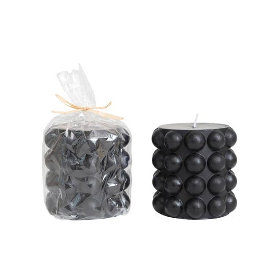 black-unscented-hobnail-pillar-candle-1