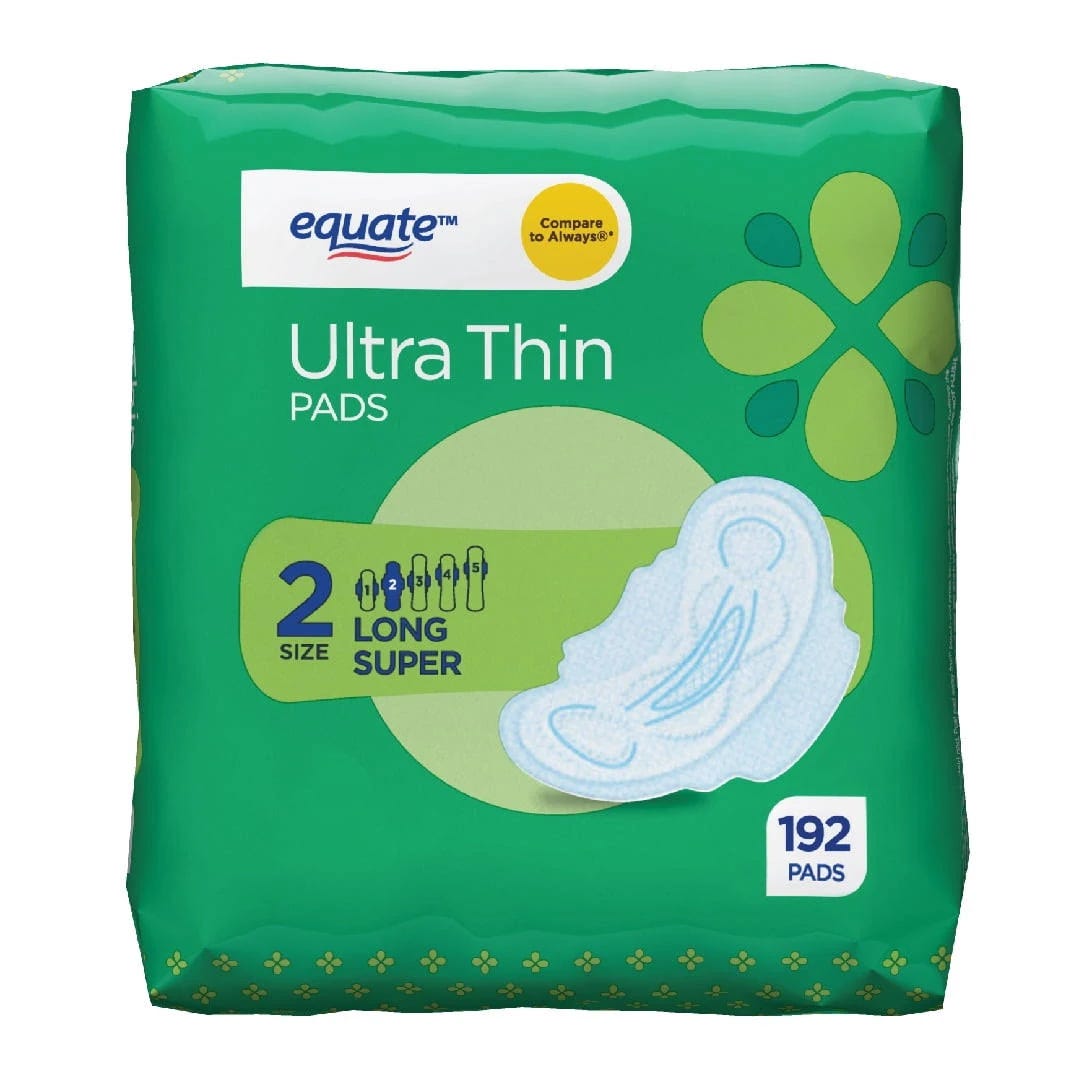 Equate Ultra Thin Long Super Pads with Flexi-Wings - All-Day Comfort and Protection | Image