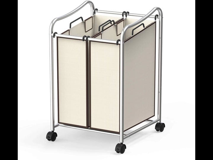 simplehouseware-2-bag-heavy-duty-rolling-laundry-sorter-cart-chrome-1