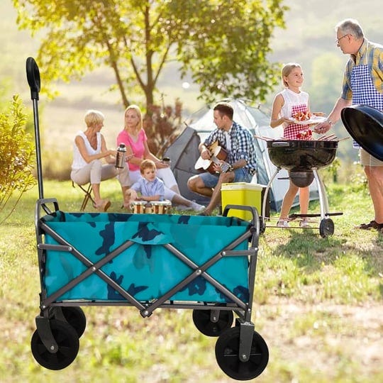 collapsible-beach-trolley-cart-camping-folding-wagon-blue-1