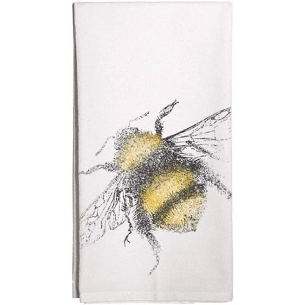 Fuzzy Bee Flour Sack Towel: Vintage Insect-Themed Design, 100% Cotton, Made in USA | Image
