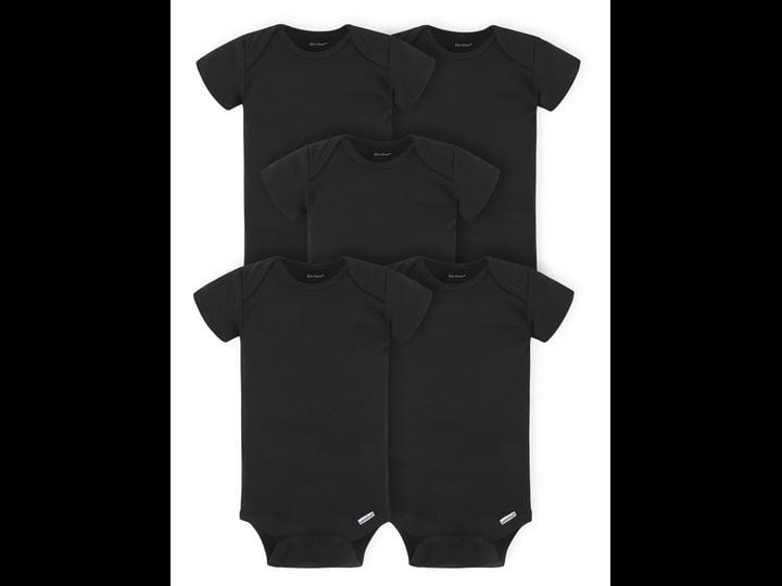 gerber-5-pack-baby-black-ribbed-onesies-bodysuits-6-9mo-1