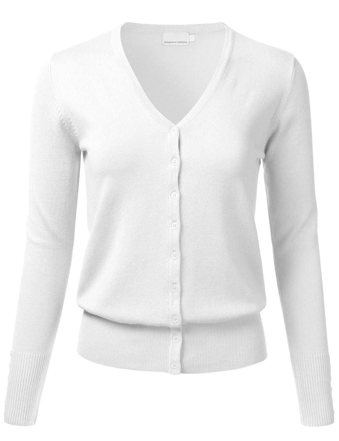 Soft Luxury Long White Cardigan with Button Closure | Image