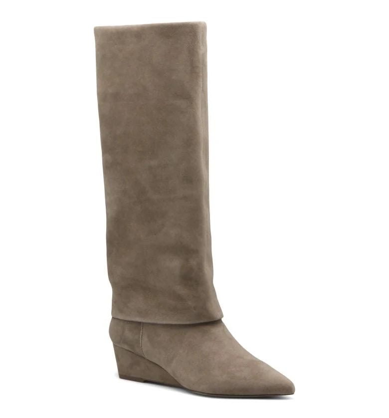 Truffle Brown Suede Wedge Boots for Women | Image