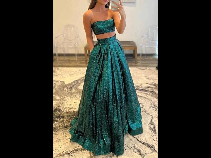 vampal-emerald-green-sequin-two-pieces-strapless-long-prom-dress-with-pocket-1