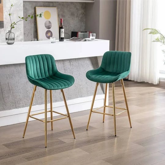 26-inch-set-of-2-green-velvet-bar-stools-with-golden-legs-1