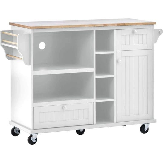 white-solid-wood-desktop-floor-standing-kitchen-island-cart-on-2-locking-wheels-with-microwave-cabin-1