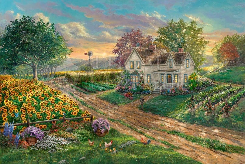 thomas-kinkade-sunflower-fields-sn-canvas-1