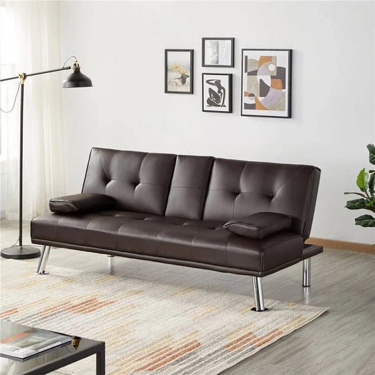 easyfashion-luxurygoods-modern-faux-leather-futon-with-cupholders-and-pillows-espresso-size-twin-1