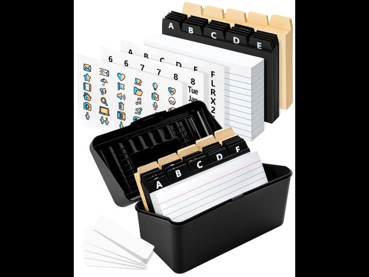 offilicious-index-card-holder-3x5-set-heavy-duty-index-card-recipe-box-with-dividers-100-ruled-index-1