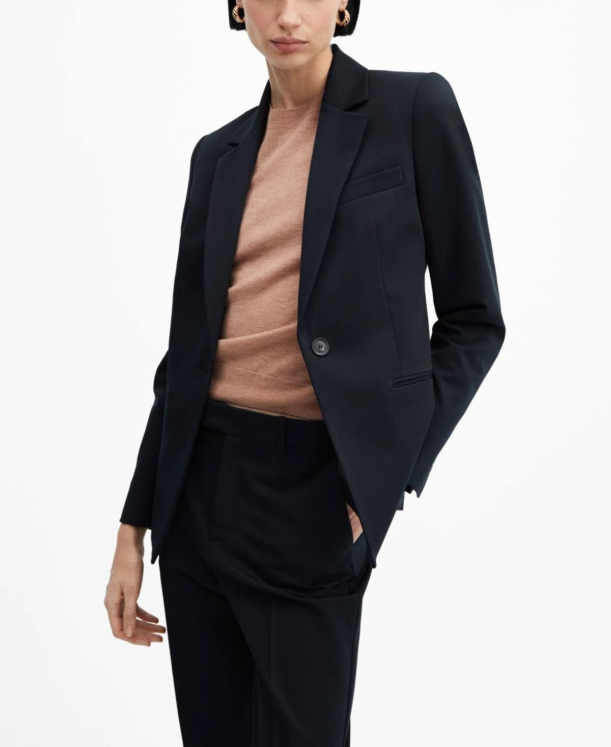 Navy Blue Women's Fitted Blazer | Image