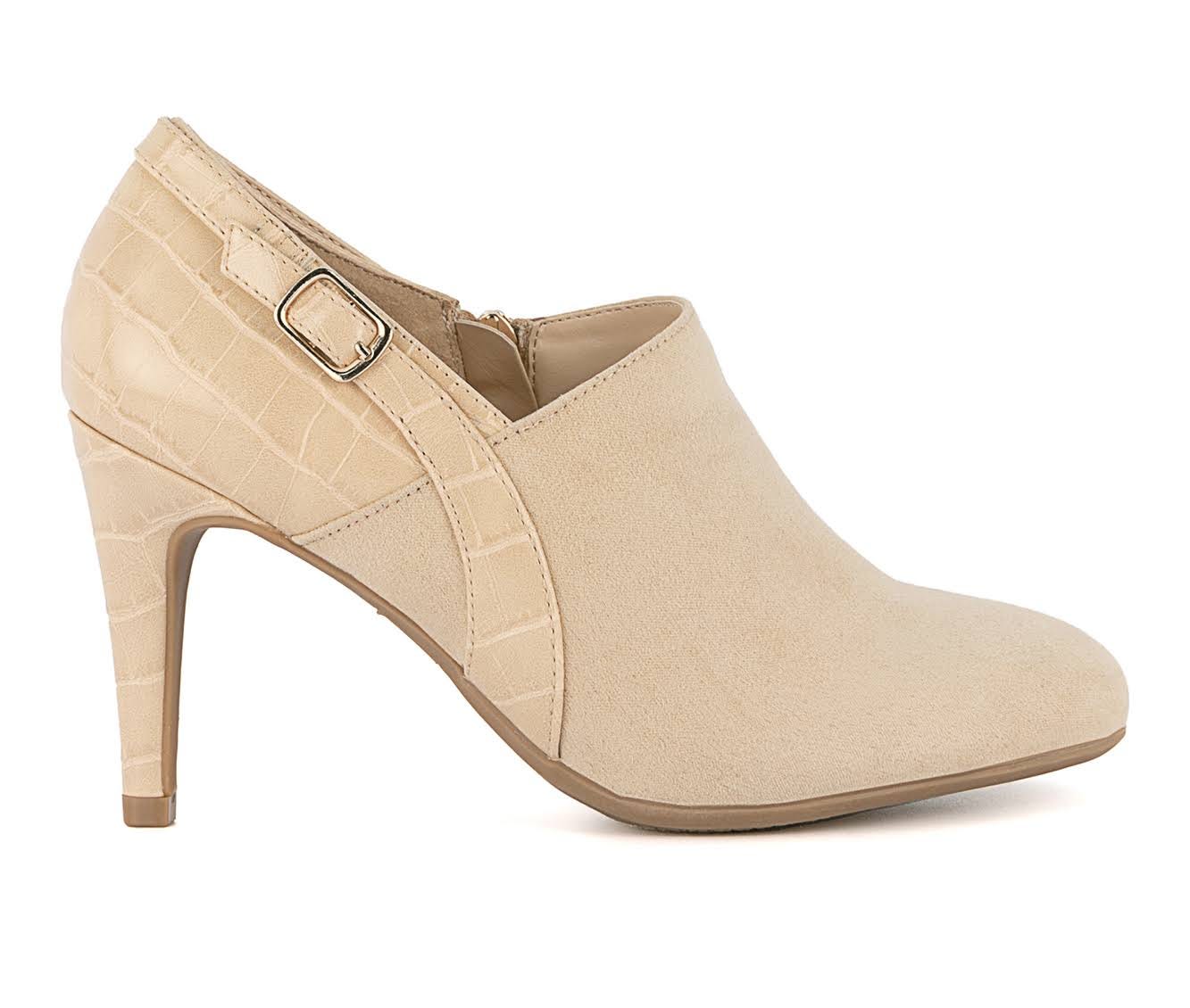 Elegant Light Natural Beige Ankle Booties with Memory Foam Insole | Image
