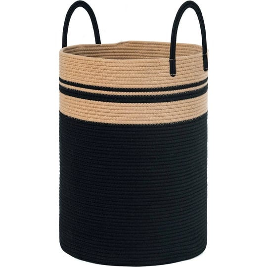 chicvita-tall-black-laundry-hamper-58l-blanket-storage-basket-for-living-room-woven-rope-basket-for--1