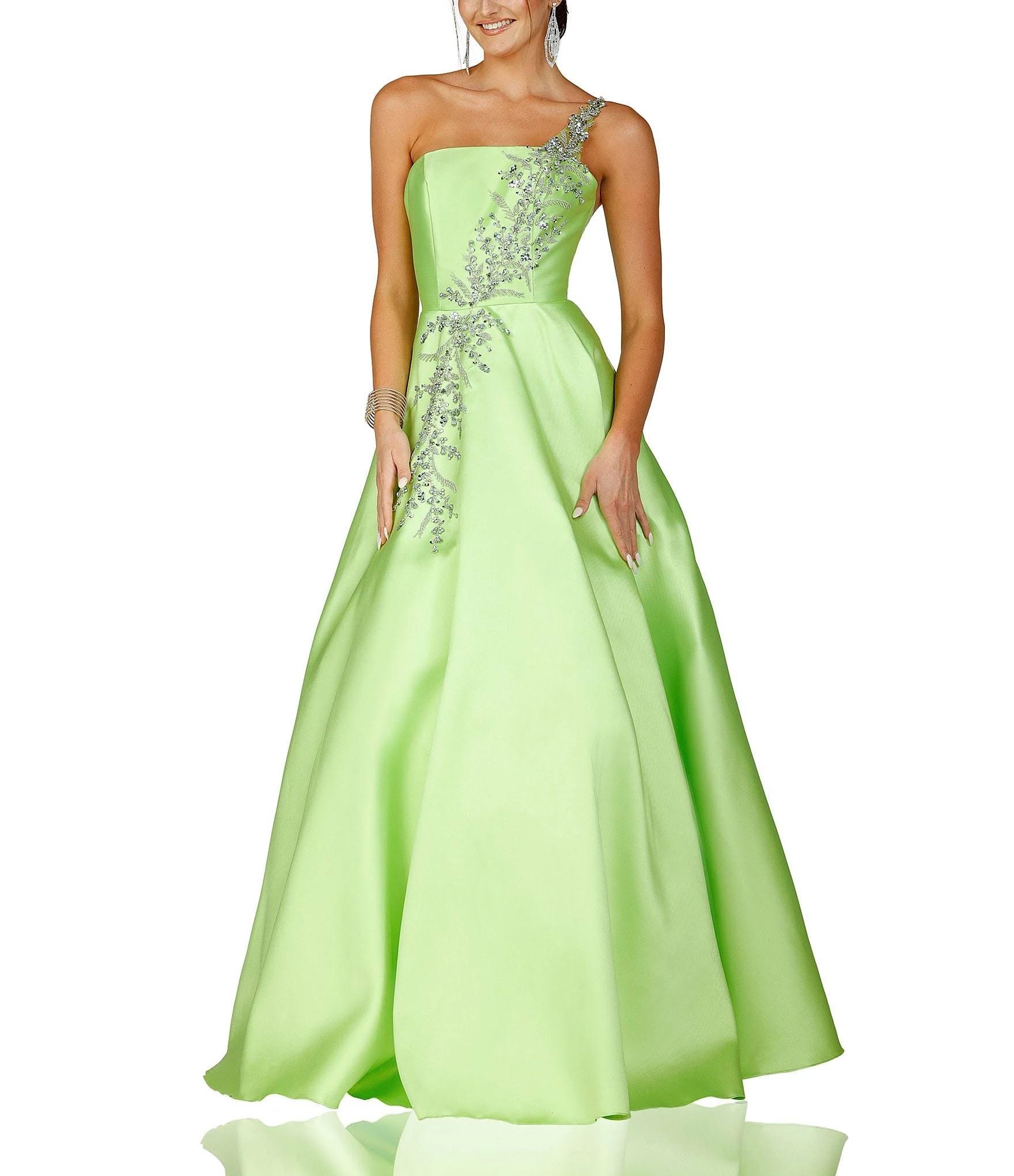 Lime Green One-Shoulder Ballgown by Terani Couture | Image