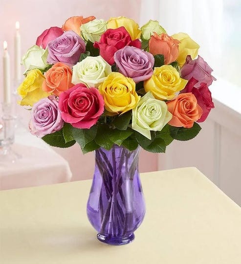 two-dozen-assorted-roses-with-purple-vase-1-800-flowers-flowers-delivery-100329mpuv5-1