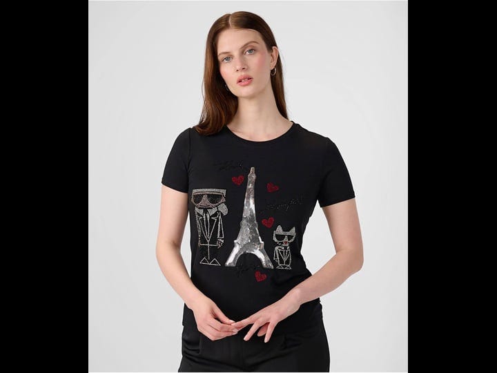 karl-lagerfeld-paris-womens-karl-sequin-eiffel-tower-t-shirt-black-polyester-spandex-size-xs-1