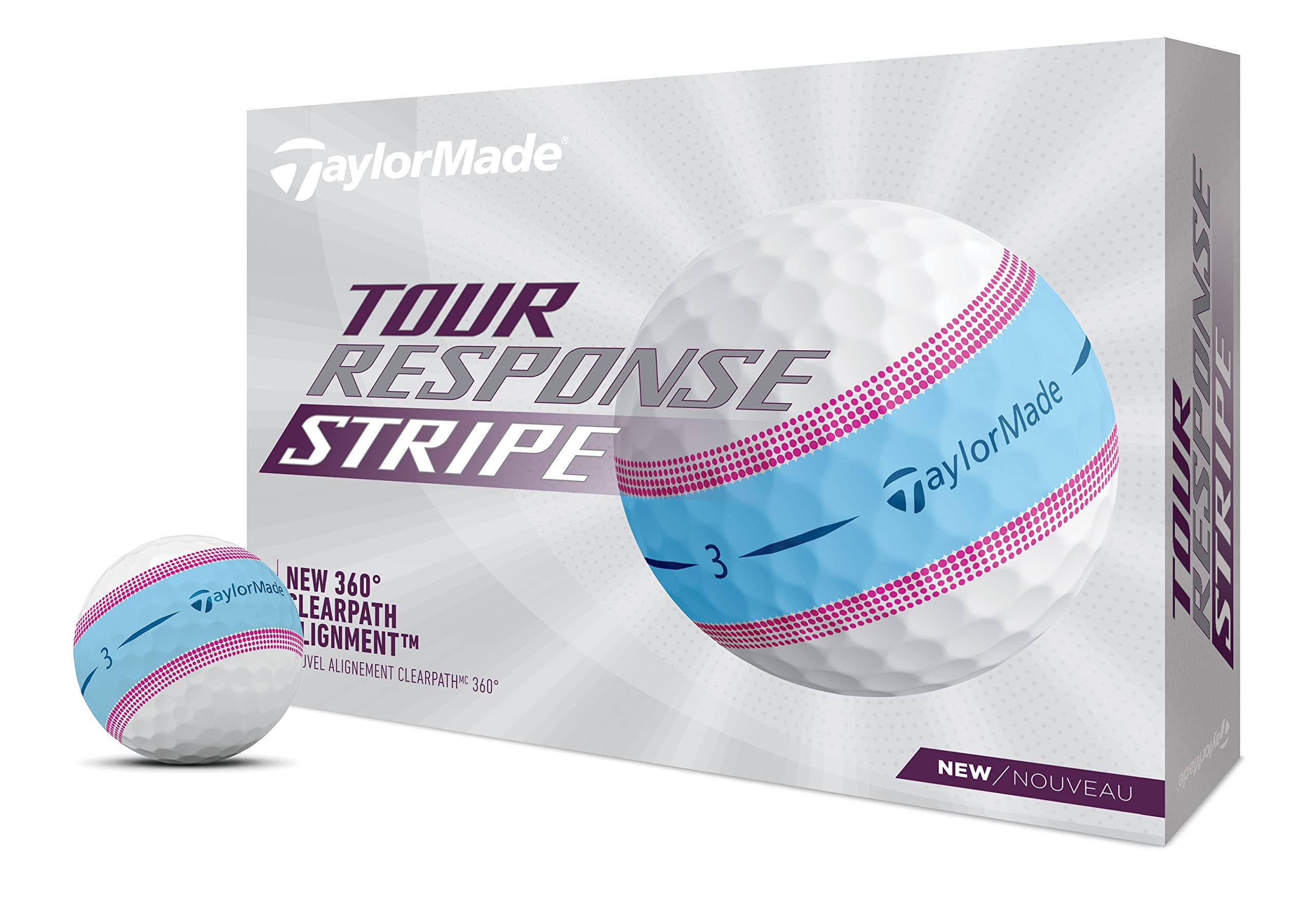 TaylorMade Tour Response Striped Pink Golf Balls | Image