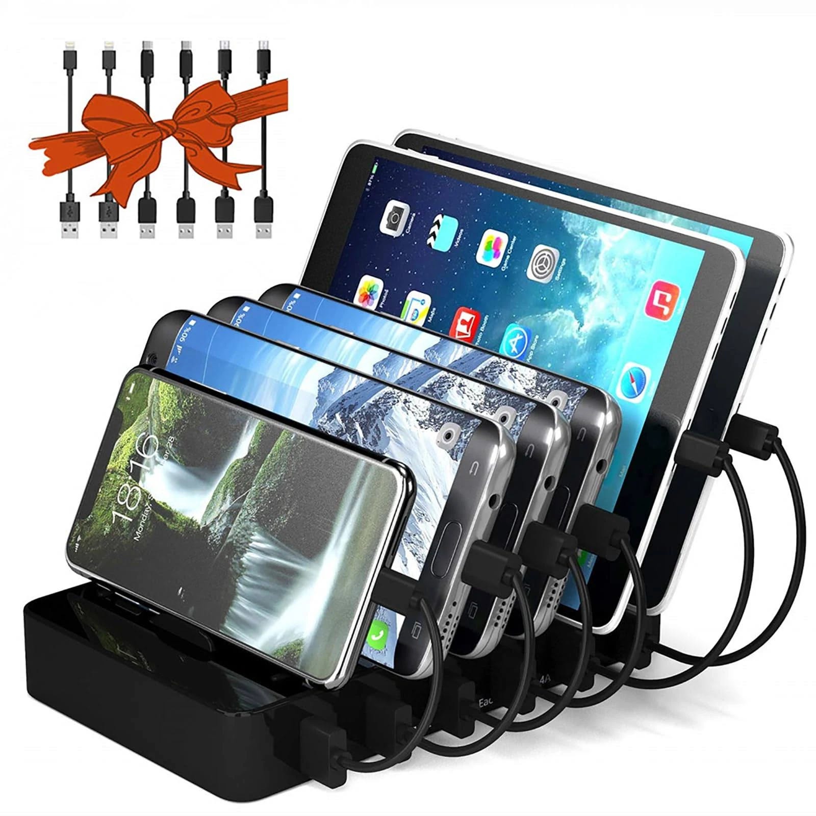 Fast Charging Station for Multiple Devices - 6 USB Ports, Compatible with Apple, Android, and More | Image