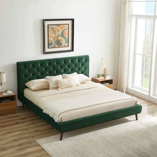 dillon-velvet-platform-bed-queen-emerald-green-1