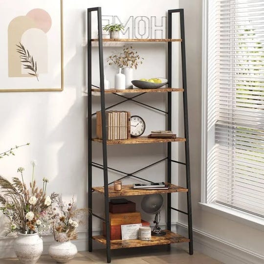 ladder-shelfindustrial-5-tier-bookshelffree-standing-bookcaseutili-1