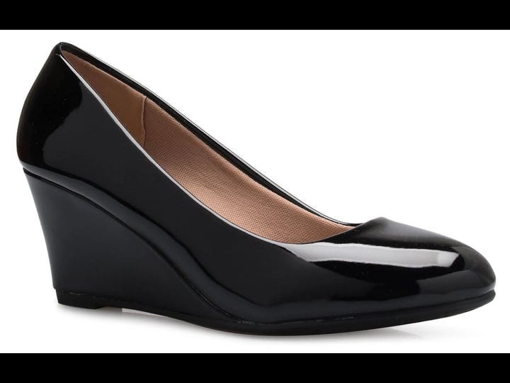 olivia-k-womens-adorable-low-wedge-heel-shoe-easy-low-pumps-basic-slip-on-comfort-black-patent-10-1