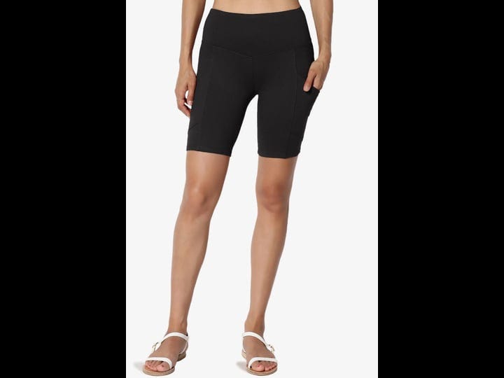 themogan-womens-brushed-microfiber-tummy-control-pocket-biker-short-leggings-size-small-black-1