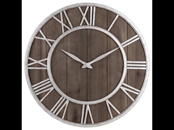 oldtown-farmhouse-metal-ampamp-solid-wood-whisper-quiet-wall-clock-dark-brown-30-inch-1