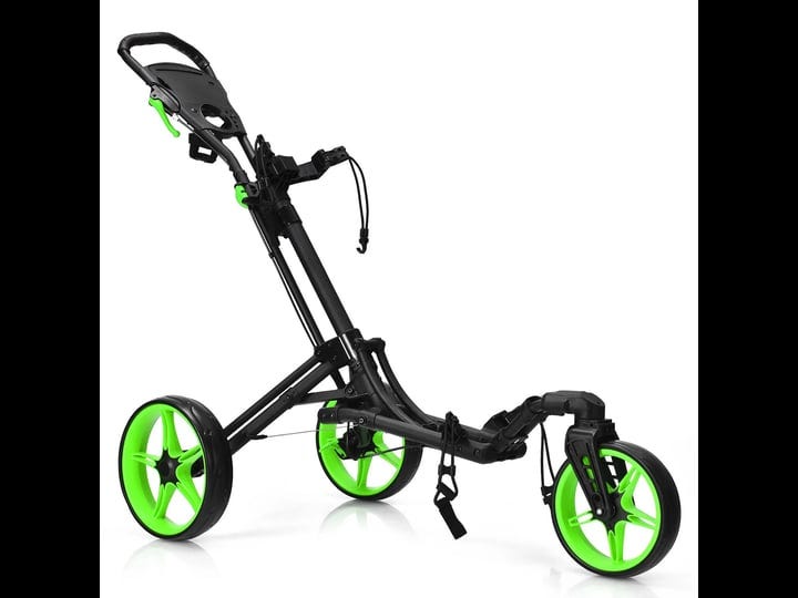 costway-folding-golf-push-cart-w-scoreboard-adjustable-handle-swivel-wheel-green-1