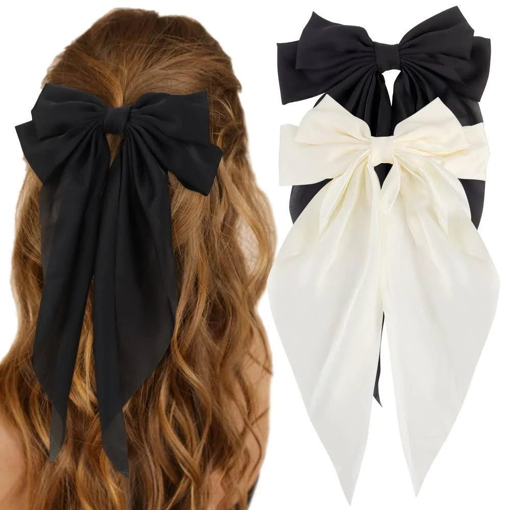 Cute Silky Satin Hair Bows for Stylish Women | Image