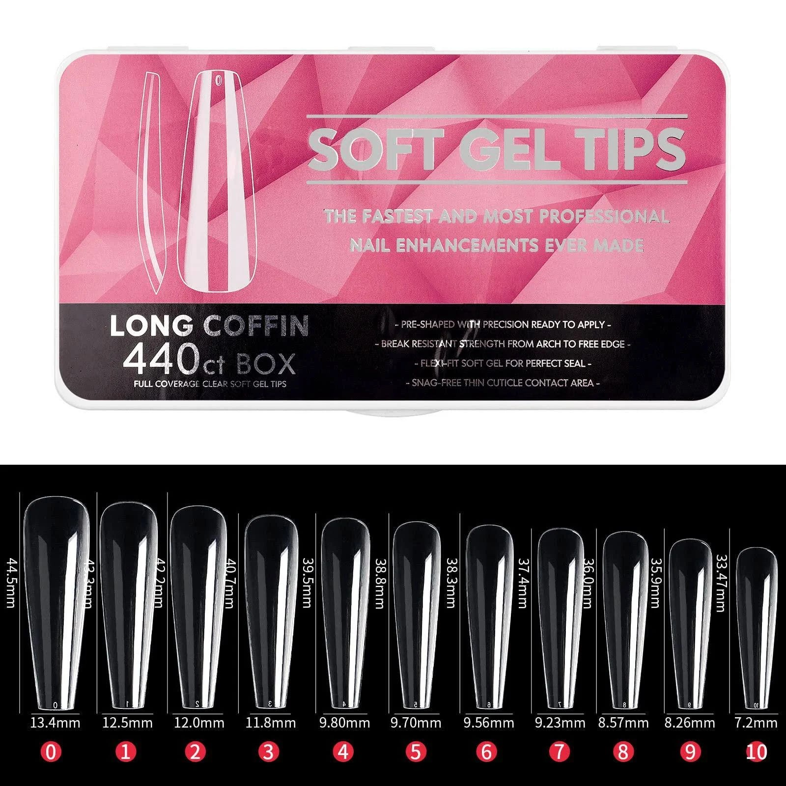 Cycullinyt Medium Stiletto Clear False Nail Tips Set | Image