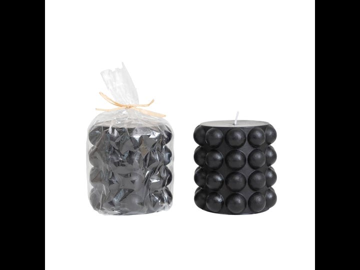 black-unscented-hobnail-pillar-candle-1