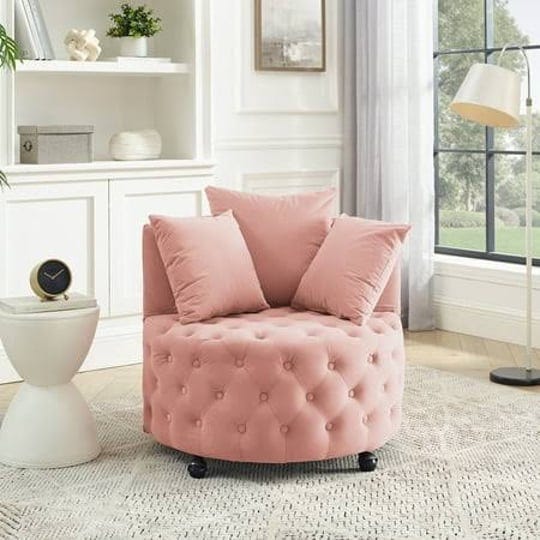 velvet-upholstered-swivel-chair-for-living-room-with-button-tufted-design-and-movable-wheels-includi-1