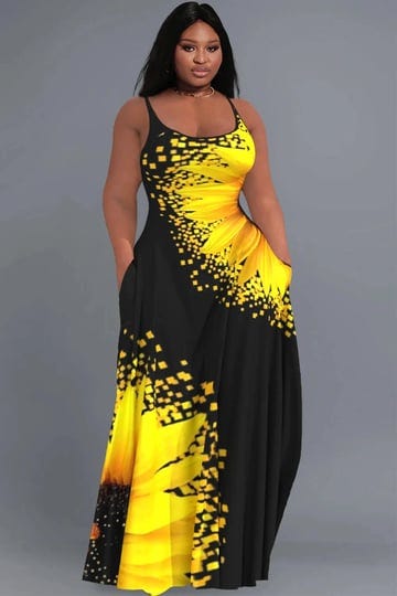 xpluswear-plus-size-sundress-sunflower-print-cami-with-pockets-maxi-dresses-1