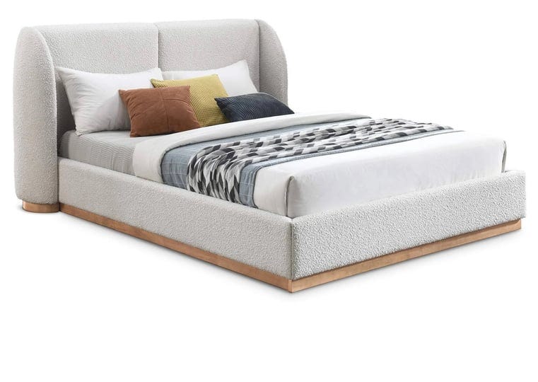meridian-furniture-jardin-cream-boucle-fabric-queen-bed-1