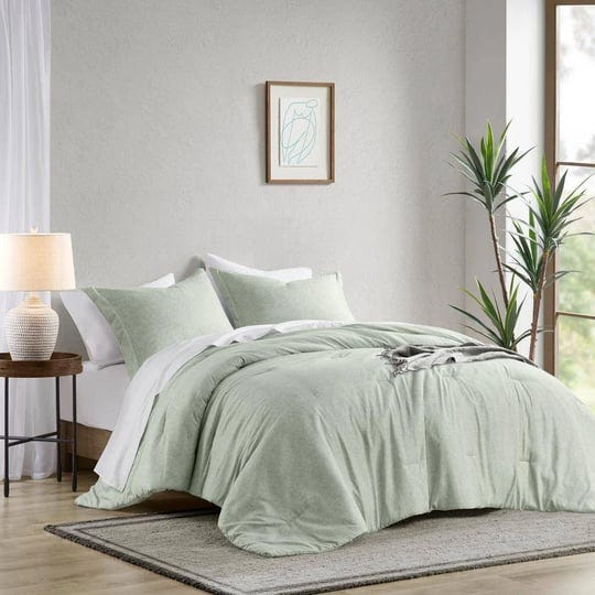 camden-3-piece-sage-green-full-queen-chambray-print-solid-comforter-set-1