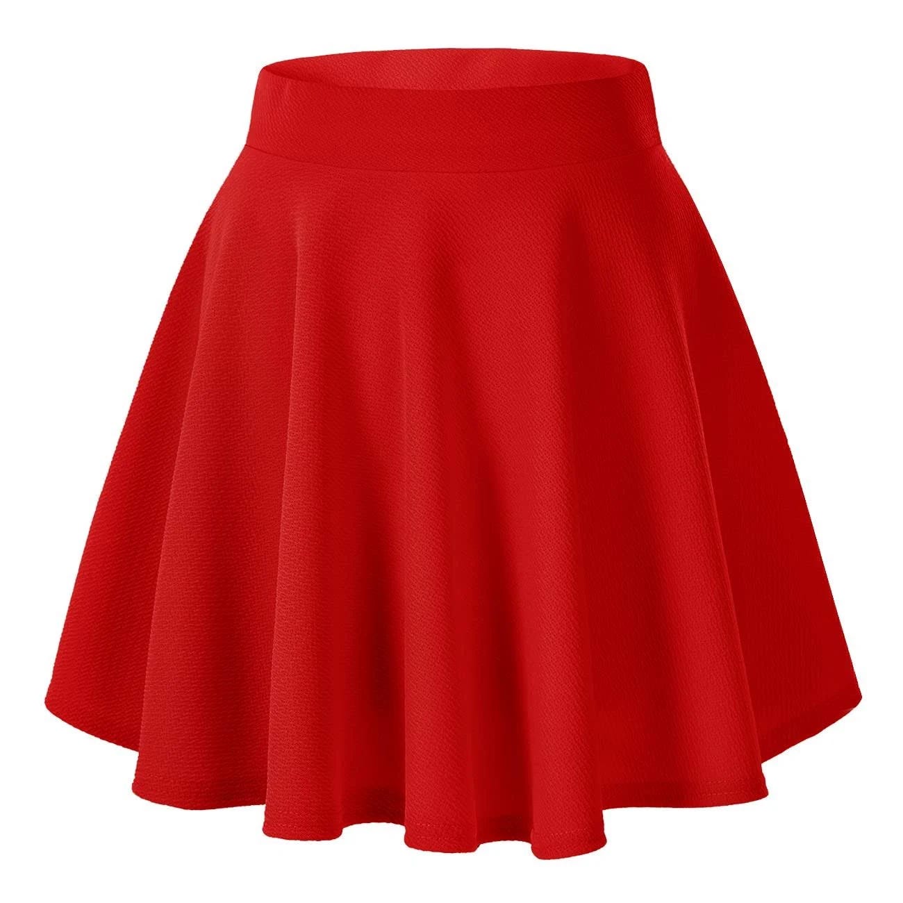 Comfortable Red Flared Skater Skirt for Casual Occasions | Image