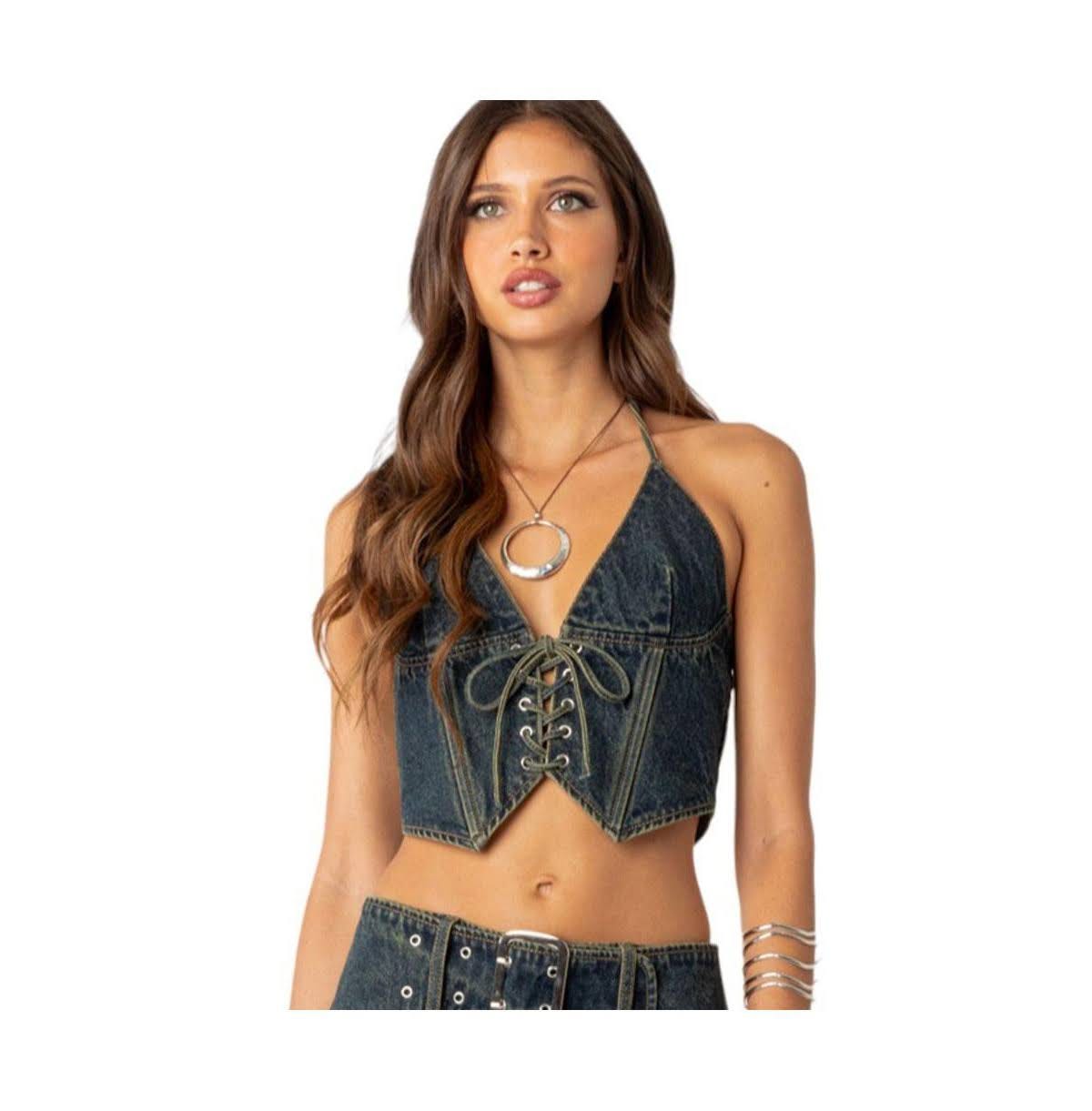 Stylish Denim Corset Halter Top | Image