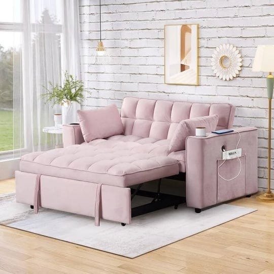4-1-multifunctional-sofa-bed-with-cup-holder-and-usb-port-velvet-pull-out-sleeper-loveseat-with-side-1