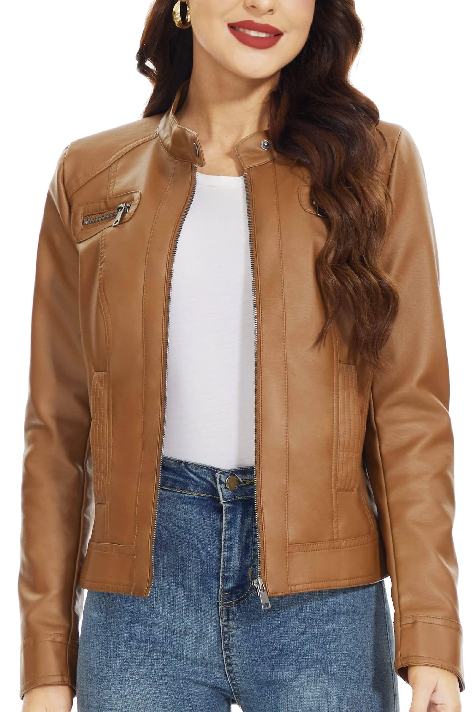 Top-Quality Women's Faux Leather Moto Jacket | Image