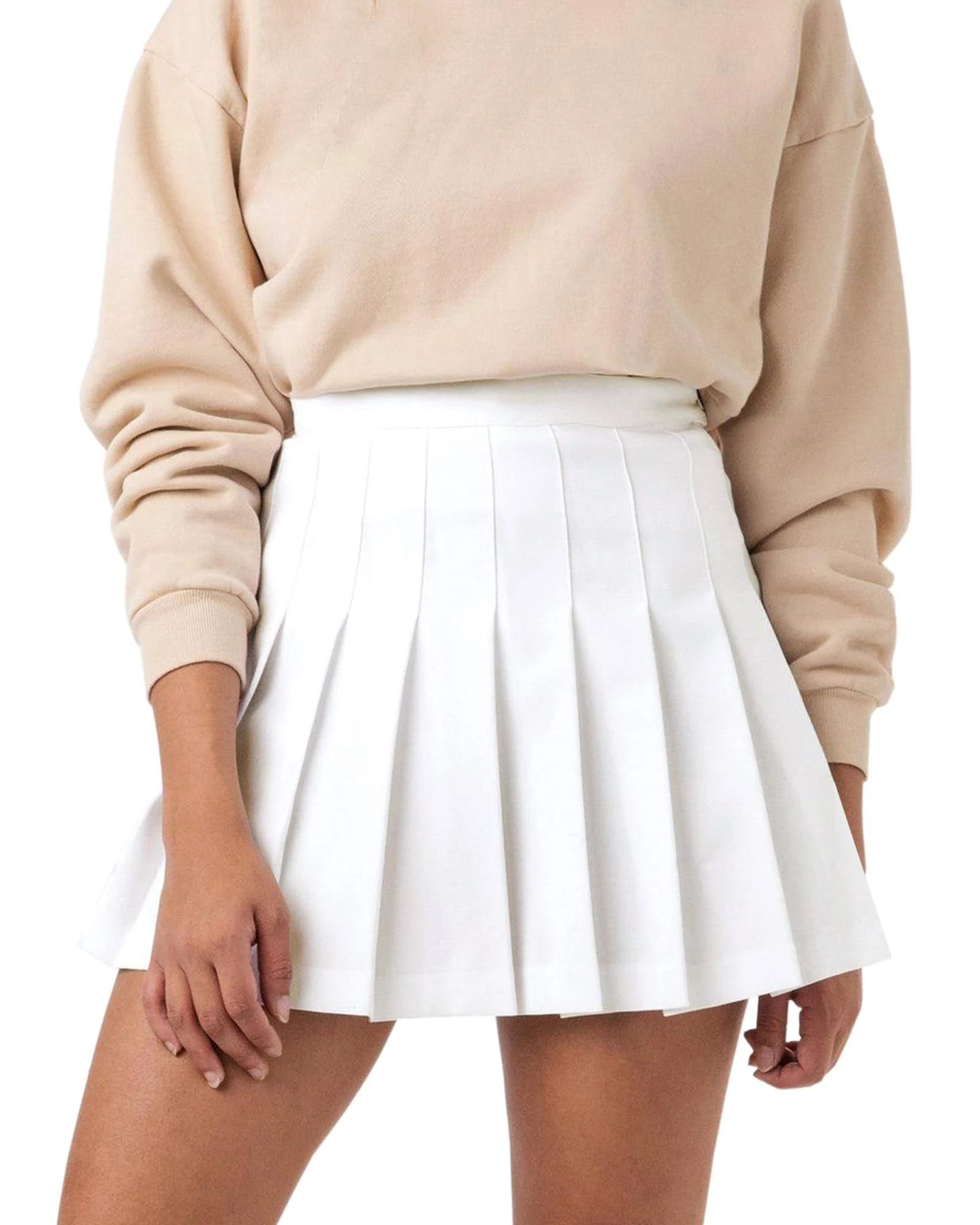 High Waisted Pleated Tennis Skirt for Women - A-White Small | Image