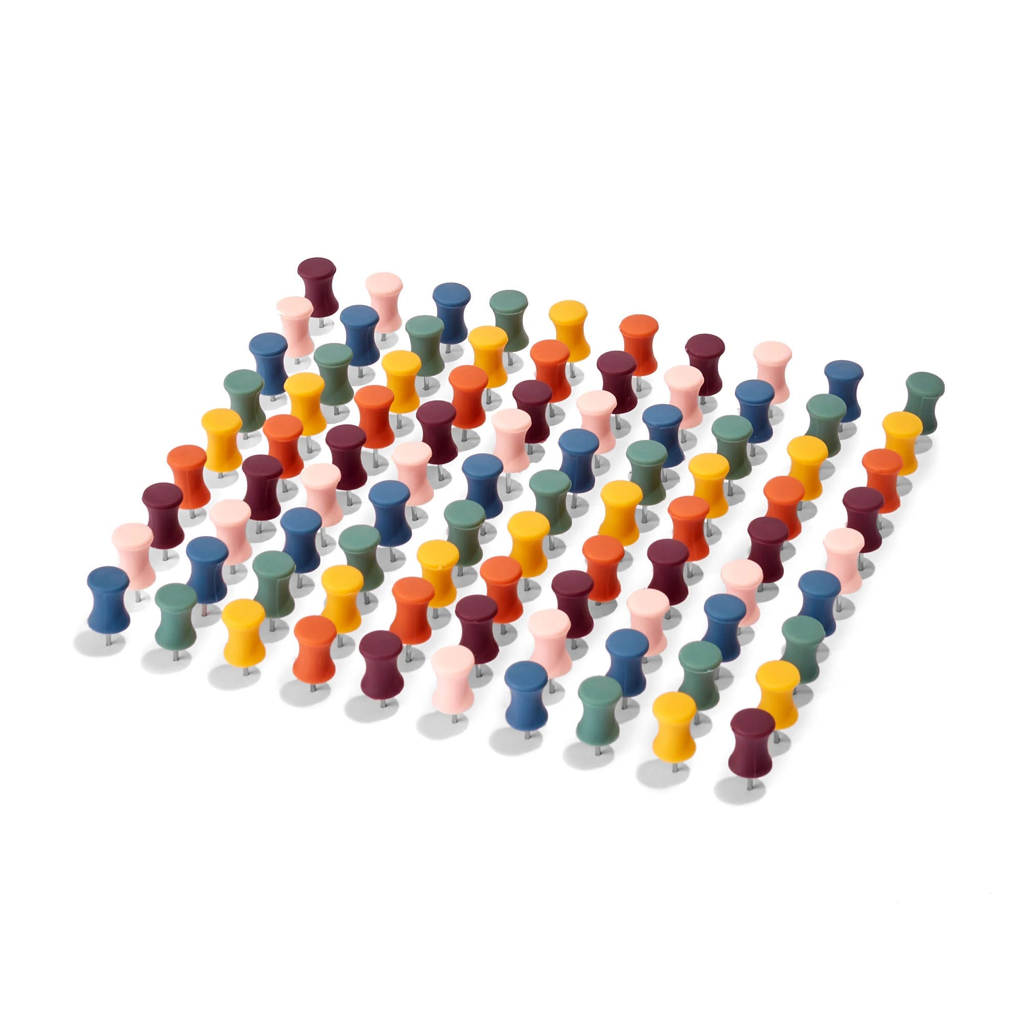 Poppin Desert Assorted Push Pins: Rubberized Hourglass Shape and Polished Steel Points | Image