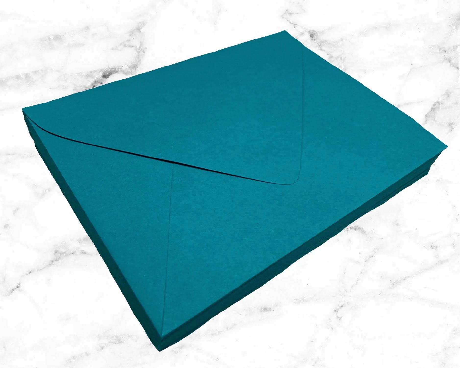 Teal Peacock Invitation Envelopes: 5x7 Aqua Pocket A7 Design | Image